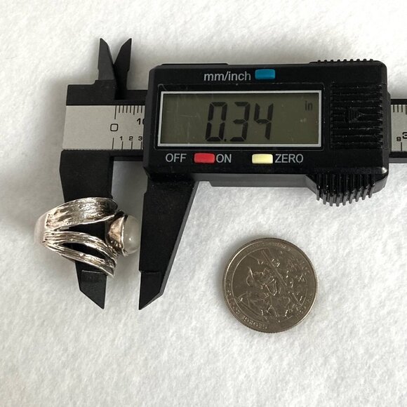 Sterling Silver 925 YS India Modernist Moonstone Wide Band Ring Sz 7.5-7.75 - Picture 14 of 16